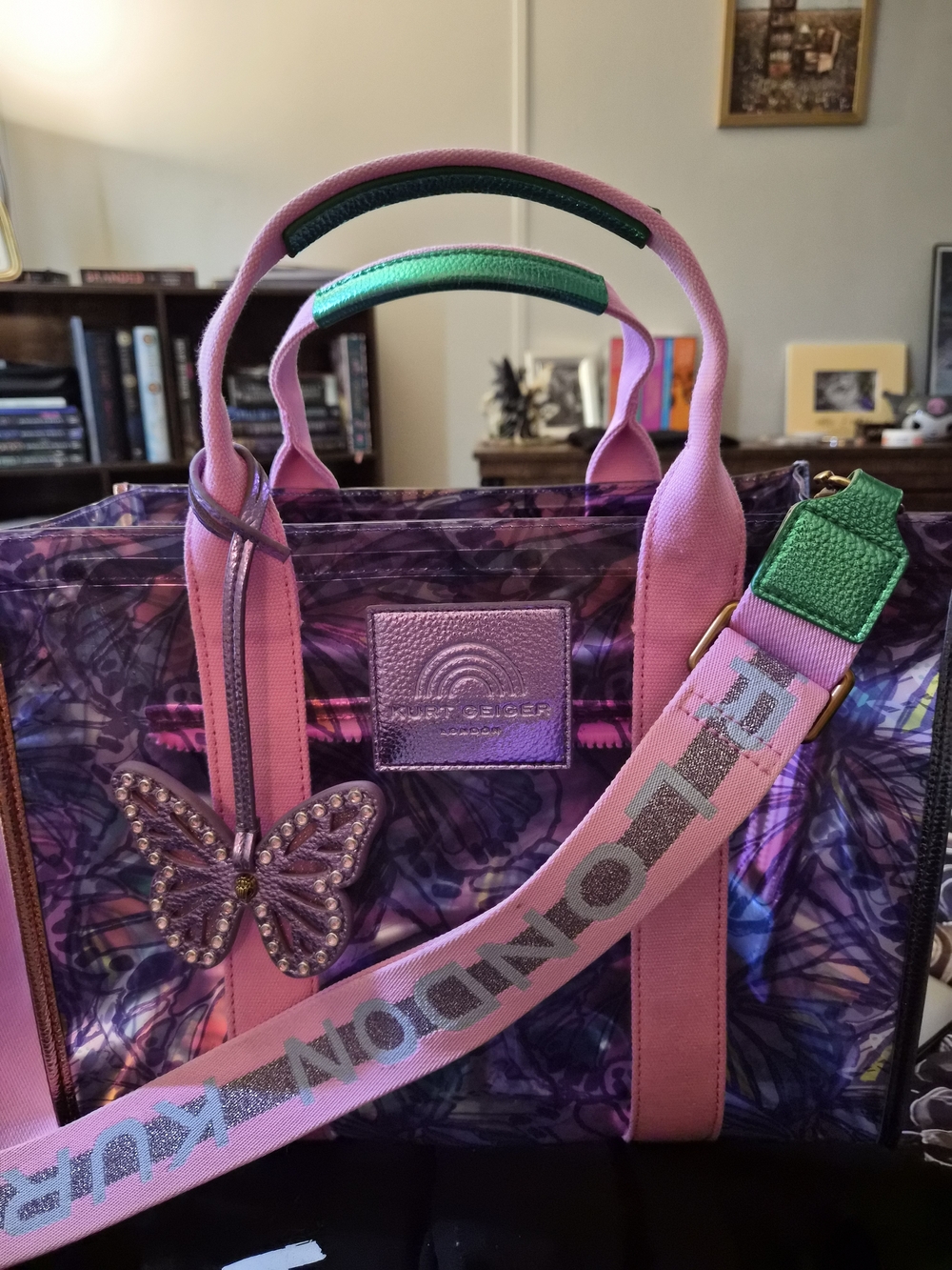 Kurt Geiger Pink Purple Green Butterfly Tote